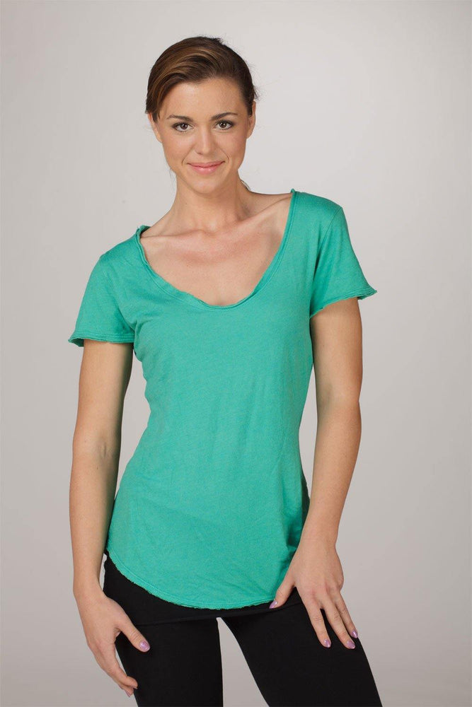 LVR Organic Short Sleeve Scoop-Neck Tee - Emerald Green - LVR Clearance