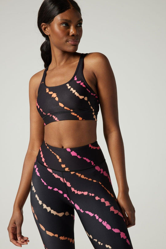 Wear It To Heart Strappy Bra - Diagonal Tie Dye Black Multi