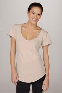 LVR Organic Short Sleeve Scoop-Neck Tee - Tan - LVR Clearance