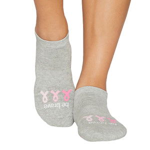 
                  
                    Sticky Be Socks BE BRAVE Grip Socks - Gray/Pink
                  
                
