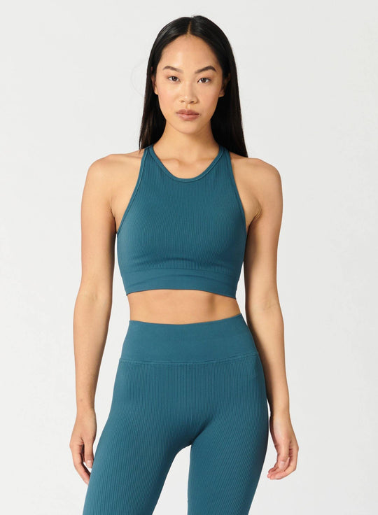 NUX 3x2 Fitness Crop Bra - Blue Slate