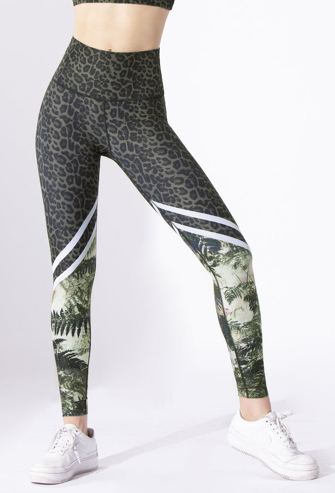 Wear It To Heart Safari Green Cheetah/Green Fern High Waist Legging - WITH Sale