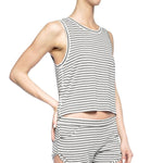 Chill By Will Zeal Striped Split Back Tank - Grey/White Stripe - Chill by Will Clearance