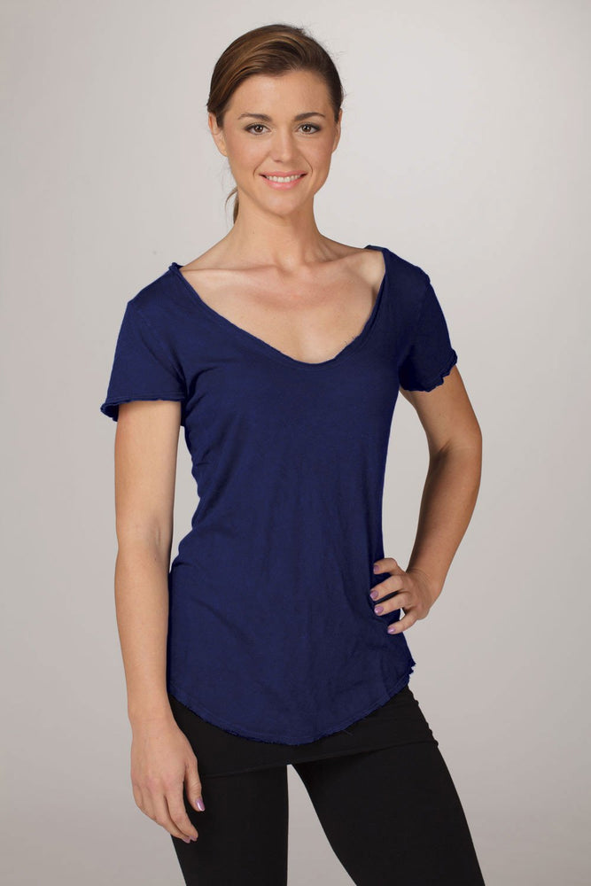 LVR Organic Short Sleeve Scoop-Neck Tee - Navy - LVR Clearance